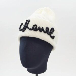 Logo inspired Cream Knit Beanie – Pearl Logo | NWT